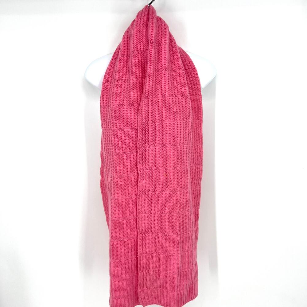 Vintage Marshall Fields Pink Rib Knit 100% Cashmere Scarf Barbiecore 69" x 9"
